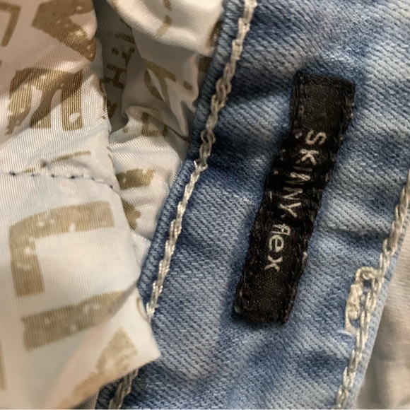 Black Premium Skinny Flex Distressed Jeans RN 70829 Zipper Legs Light Wash 32x30 - Picture 8 of 9